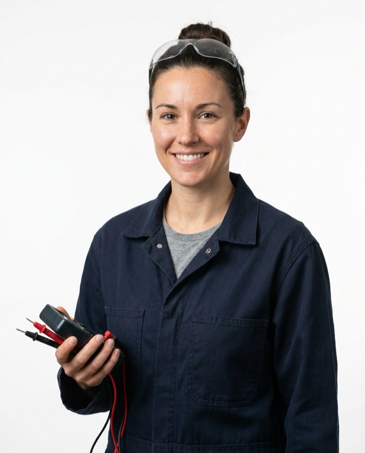 Mechatronikerin mit Multimeter